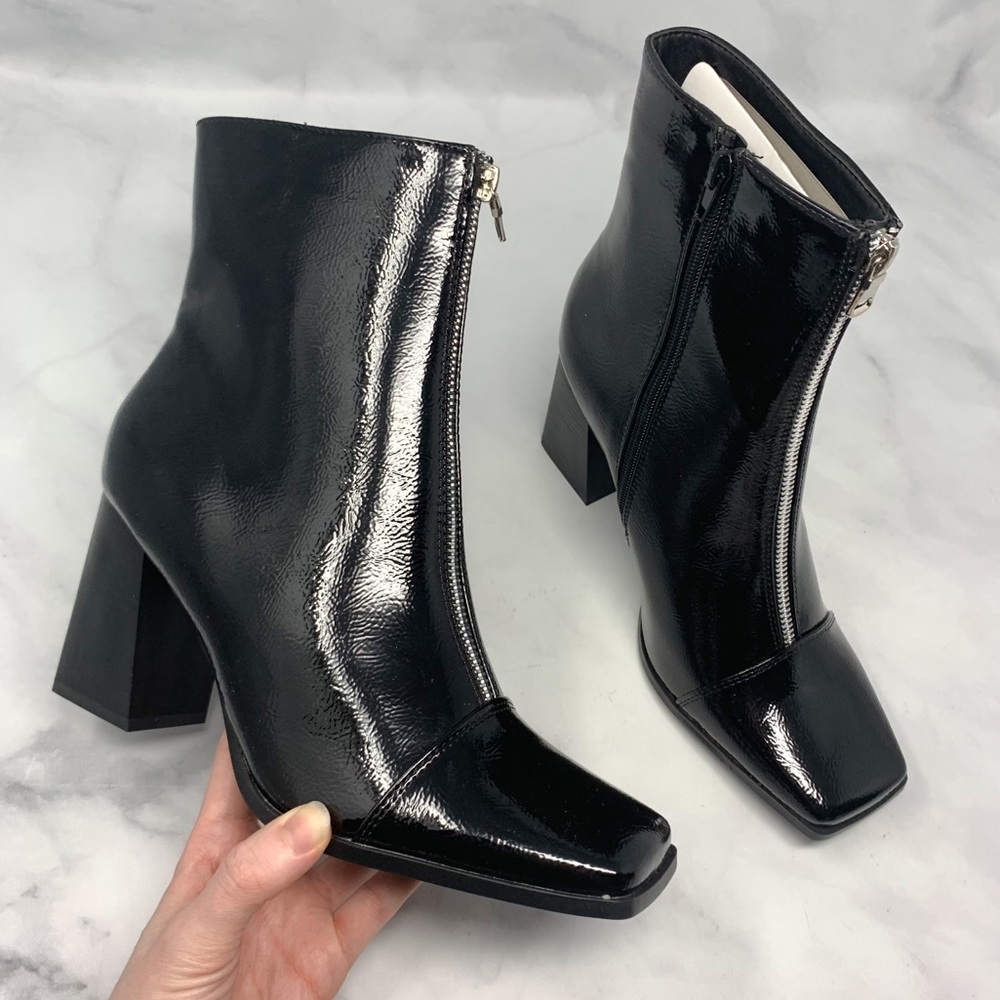 NEW Nasty Gal Moto Zip Square-Toe Ankle Booties 9